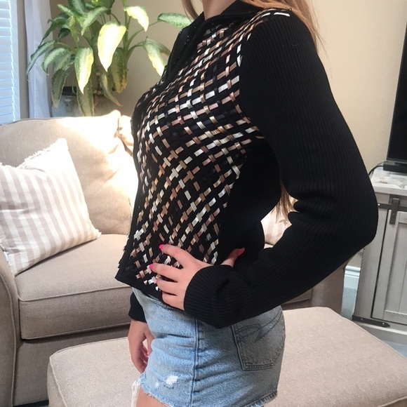 Vintage 90's Austin Reed Classic Silk Ribbed Cardigan Sweater Size M - Picture 12 of 12